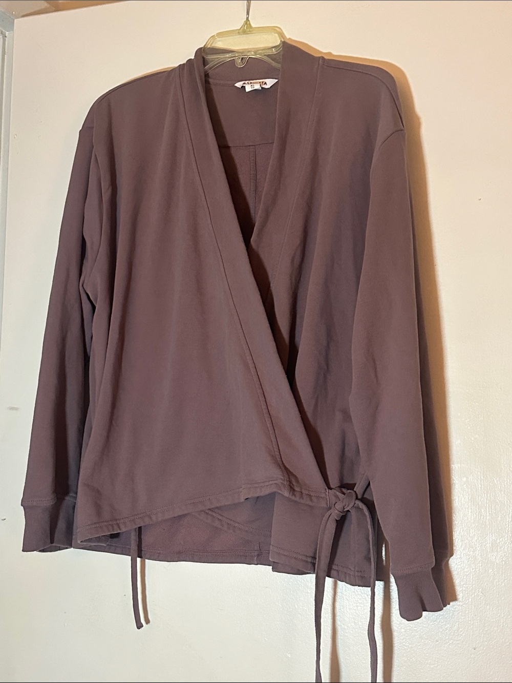 Athleta Wrap-Front Long Sleeve Cardigan in Mauve